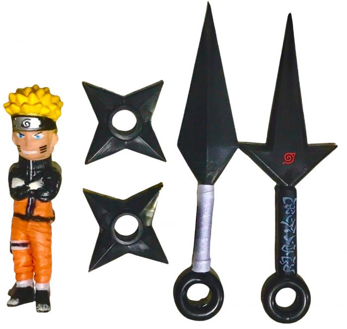 Super Kit De Ninja 2 Kunai + 2 Shippuden + 1 Boneco Do Naruto